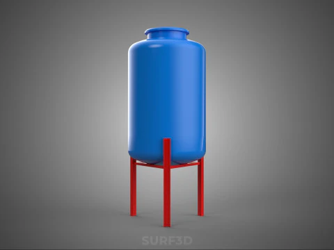 ELEVATED BLUE WATER STORAGE CONTAINER TANK STAND STRUCTURE FRAME 3D Model