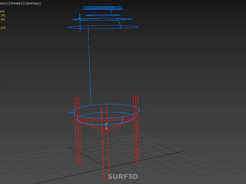 ELEVATED BLUE WATER STORAGE CONTAINER TANK STAND STRUCTURE FRAME 3D Model