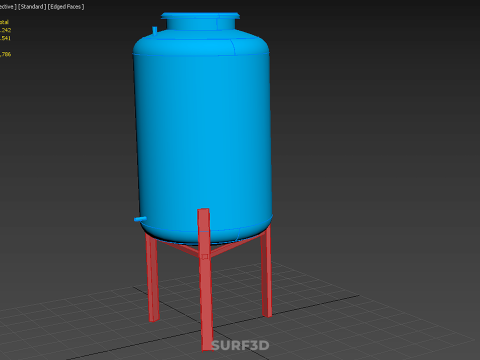 ELEVATED BLUE WATER STORAGE CONTAINER TANK STAND STRUCTURE FRAME 3D Model
