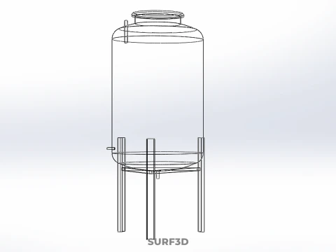 ELEVATED BLUE WATER STORAGE CONTAINER TANK STAND STRUCTURE FRAME 3D Model