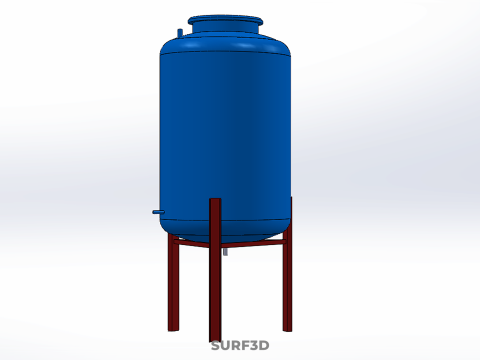 ELEVATED BLUE WATER STORAGE CONTAINER TANK STAND STRUCTURE FRAME 3D Model