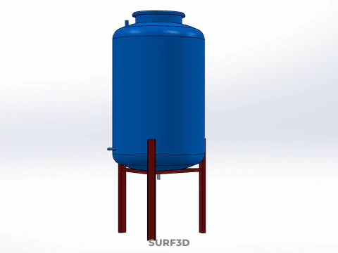 ELEVATED BLUE WATER STORAGE CONTAINER TANK STAND STRUCTURE FRAME 3D Model