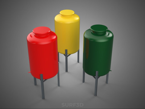 STANDARD INDUSTRIAL FLUID LIQUID CHEMICAL STORAGE CONTAINER TANK 3D Modell