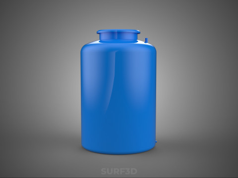 STANDARD EMPTY BLUE WATER FLUID LIQUID STORAGE CONTAINER TANK 3D Model