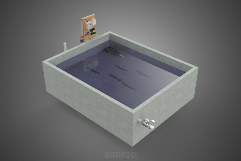 IOT SMART FISH POND AQUACULTURE MONITOR WATER LEVEL CIRCULATION 3D Model .c4d .max .obj .3ds .fbx .stl .blend
