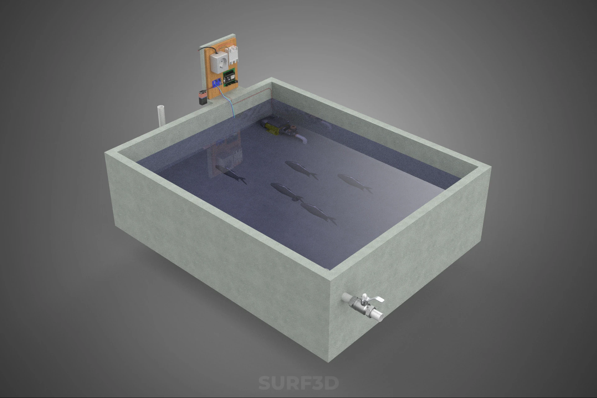 IOT SMART FISH POND AQUACULTURE MONITOR WATER LEVEL CIRCULATION 3D Model .c4d .max .obj .3ds .fbx .stl .blend 