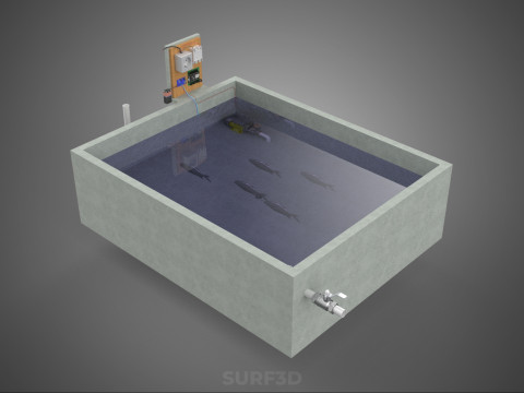 IOT SMART FISH POND AQUACULTURE MONITOR WATER LEVEL CIRCULATION Model 3D