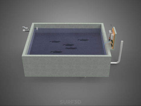 IOT SMART FISH POND AQUACULTURE MONITOR WATER LEVEL CIRCULATION 3D Model