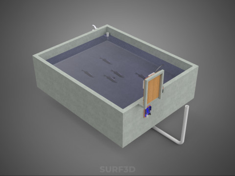 IOT SMART FISH POND AQUACULTURE MONITOR WATER LEVEL CIRCULATION 3D Model