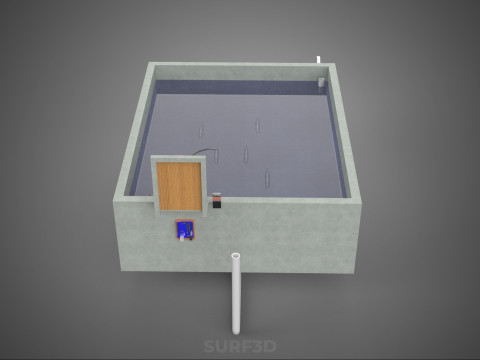 IOT SMART FISH POND AQUACULTURE MONITOR WATER LEVEL CIRCULATION 3D Model