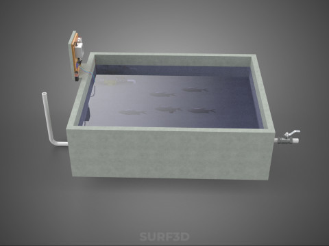 IOT SMART FISH POND AQUACULTURE MONITOR WATER LEVEL CIRCULATION 3D Model
