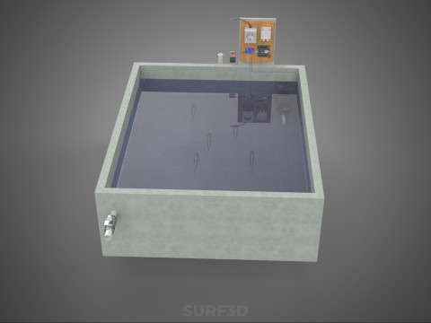 IOT SMART FISH POND AQUACULTURE MONITOR WATER LEVEL CIRCULATION 3D Model