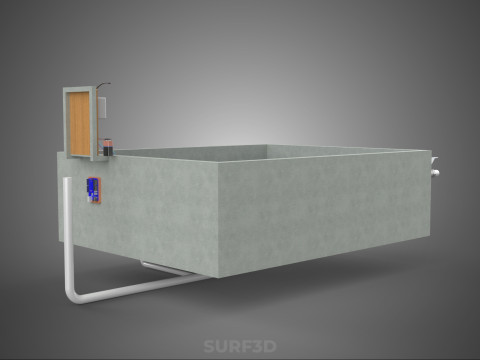 IOT SMART FISH POND AQUACULTURE MONITOR WATER LEVEL CIRCULATION 3D Model