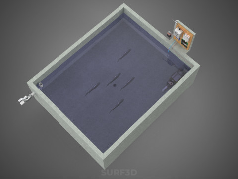 IOT SMART FISH POND AQUACULTURE MONITOR WATER LEVEL CIRCULATION 3D Model