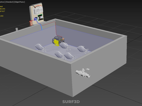 IOT SMART FISH POND AQUACULTURE MONITOR WATER LEVEL CIRCULATION 3D Model