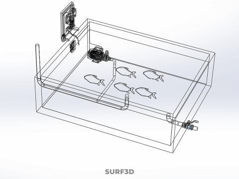 IOT SMART FISH POND AQUACULTURE MONITOR WATER LEVEL CIRCULATION 3D Model