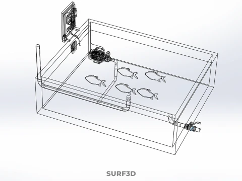 IOT SMART FISH POND AQUACULTURE MONITOR WATER LEVEL CIRCULATION 3D Model