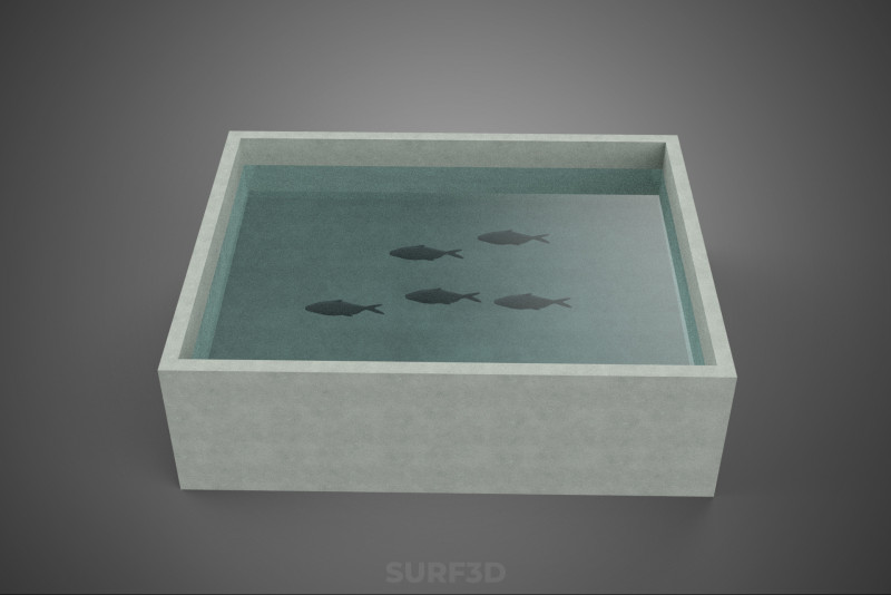 FISH SWIMMING CONCRETE WATER TANK CONTAINER POND POOL AQUA BASIN 3D Model .c4d .max .obj .3ds .fbx .stl .blend 