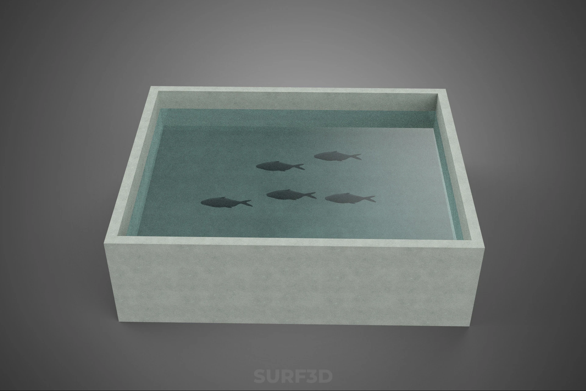 FISH SWIMMING CONCRETE WATER TANK CONTAINER POND POOL AQUA BASIN 3D Model .c4d .max .obj .3ds .fbx .stl .blend 