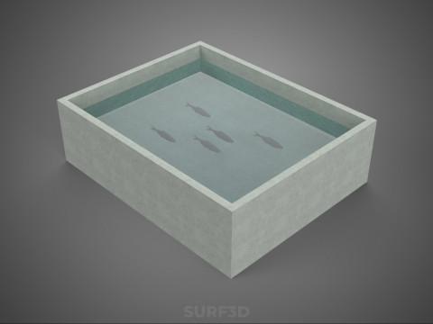 FISH SWIMMING CONCRETE WATER TANK CONTAINER POND POOL AQUA BASIN 3D Model