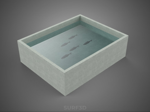 FISH SWIMMING CONCRETE WATER TANK CONTAINER POND POOL AQUA BASIN 3D Model