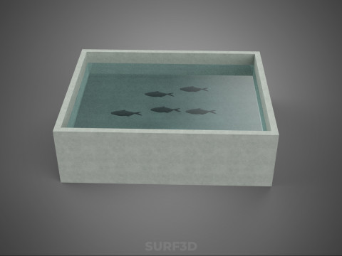 FISH SWIMMING CONCRETE WATER TANK CONTAINER POND POOL AQUA BASIN 3D Model