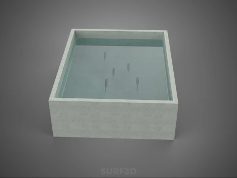 FISH SWIMMING CONCRETE WATER TANK CONTAINER POND POOL AQUA BASIN 3D Model