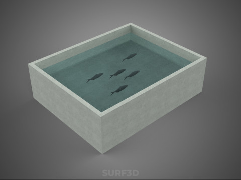 FISH SWIMMING CONCRETE WATER TANK CONTAINER POND POOL AQUA BASIN 3D Model