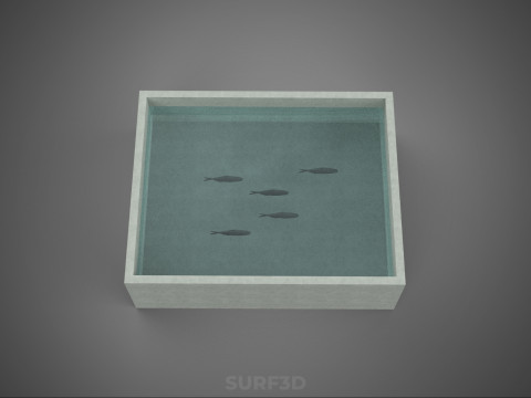 FISH SWIMMING CONCRETE WATER TANK CONTAINER POND POOL AQUA BASIN 3D Model