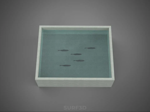 FISH SWIMMING CONCRETE WATER TANK CONTAINER POND POOL AQUA BASIN 3D Model