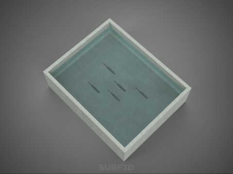 FISH SWIMMING CONCRETE WATER TANK CONTAINER POND POOL AQUA BASIN 3D Model