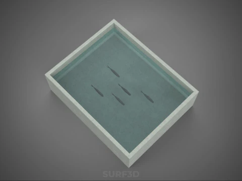 FISH SWIMMING CONCRETE WATER TANK CONTAINER POND POOL AQUA BASIN 3D Model