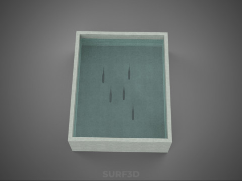 FISH SWIMMING CONCRETE WATER TANK CONTAINER POND POOL AQUA BASIN 3D Model
