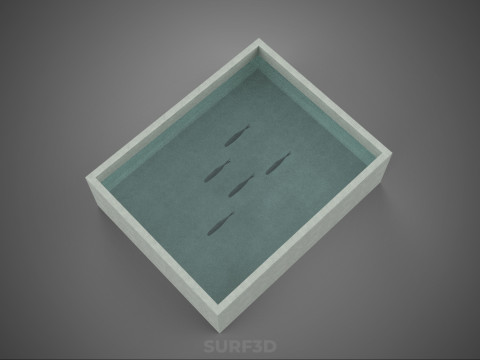 FISH SWIMMING CONCRETE WATER TANK CONTAINER POND POOL AQUA BASIN 3D Model