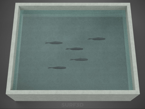 FISH SWIMMING CONCRETE WATER TANK CONTAINER POND POOL AQUA BASIN 3D Model