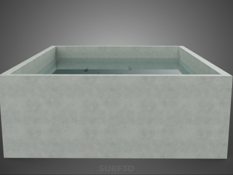 FISH SWIMMING CONCRETE WATER TANK CONTAINER POND POOL AQUA BASIN 3D Model