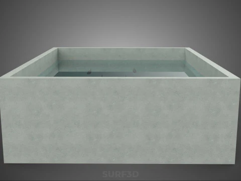 FISH SWIMMING CONCRETE WATER TANK CONTAINER POND POOL AQUA BASIN 3D Model