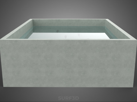 FISH SWIMMING CONCRETE WATER TANK CONTAINER POND POOL AQUA BASIN 3D Model