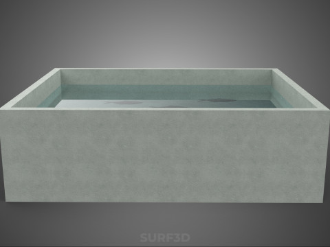 FISH SWIMMING CONCRETE WATER TANK CONTAINER POND POOL AQUA BASIN 3D Model