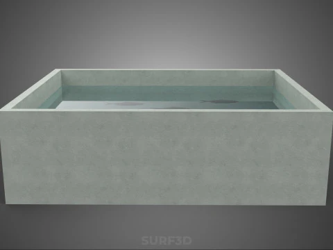 FISH SWIMMING CONCRETE WATER TANK CONTAINER POND POOL AQUA BASIN 3D Model