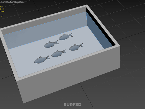 FISH SWIMMING CONCRETE WATER TANK CONTAINER POND POOL AQUA BASIN 3D Model