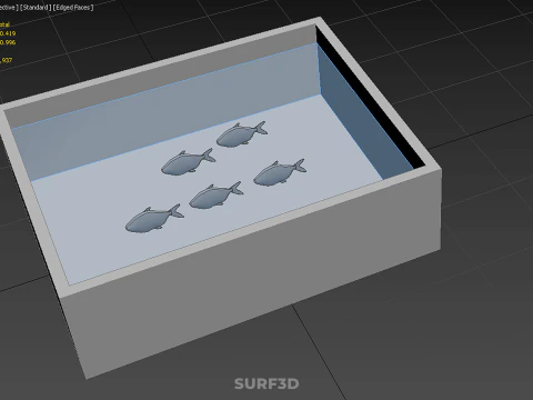 FISH SWIMMING CONCRETE WATER TANK CONTAINER POND POOL AQUA BASIN 3D Model