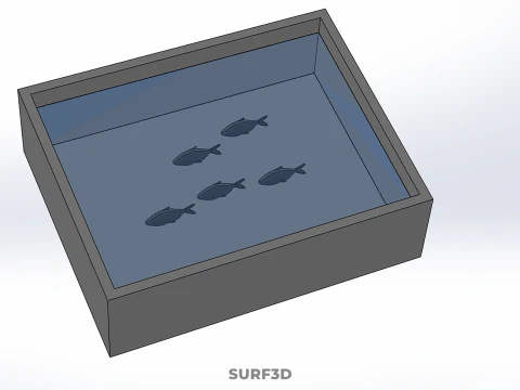 FISH SWIMMING CONCRETE WATER TANK CONTAINER POND POOL AQUA BASIN 3D Model
