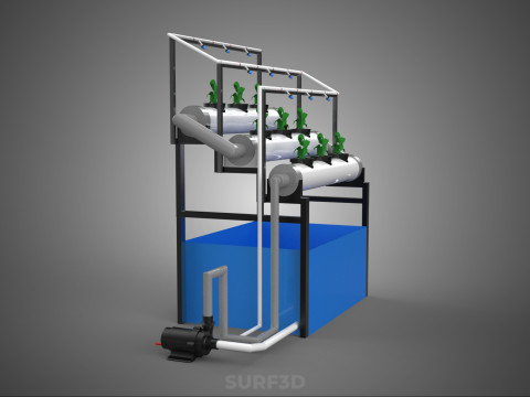 HYDROPONIC FARM PLANT AUTO WATER CYCLE TANK PUMP NOZZLE SPRAYER 3D मॉडल
