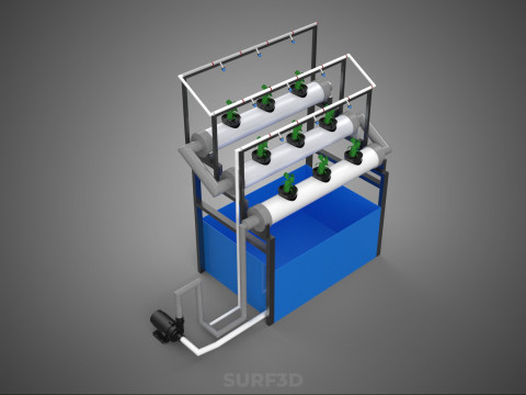 HYDROPONIC FARM PLANT AUTO WATER CYCLE TANK PUMP NOZZLE SPRAYER 3D मॉडल
