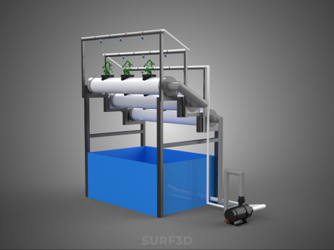 HYDROPONIC FARM PLANT AUTO WATER CYCLE TANK PUMP NOZZLE SPRAYER 3D मॉडल