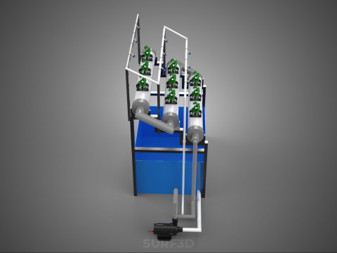 HYDROPONIC FARM PLANT AUTO WATER CYCLE TANK PUMP NOZZLE SPRAYER 3D मॉडल
