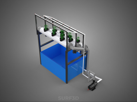 HYDROPONIC FARM PLANT AUTO WATER CYCLE TANK PUMP NOZZLE SPRAYER 3D मॉडल