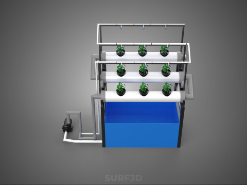 HYDROPONIC FARM PLANT AUTO WATER CYCLE TANK PUMP NOZZLE SPRAYER 3D मॉडल