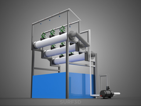 HYDROPONIC FARM PLANT AUTO WATER CYCLE TANK PUMP NOZZLE SPRAYER 3D मॉडल